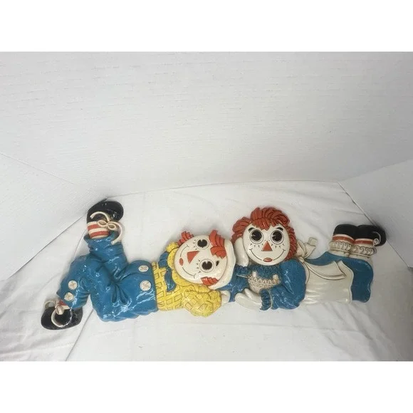 Set 2 Vintage 1977 Raggedy Ann And Andy Wall Hanging Decor Bobbs Merrill Co. 13" - Picture 1 of 14
